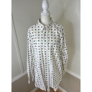 Vintage Tommy Hilfiger Mens XL Nautical Signal Flag Print Button Down Shirt